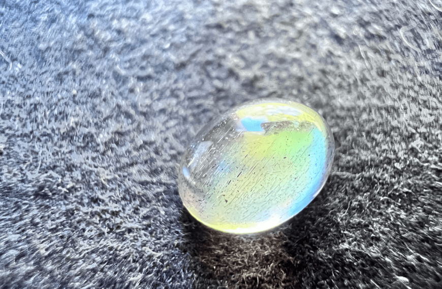 labradorite blue stone on neutral background to illustrate a blue stone